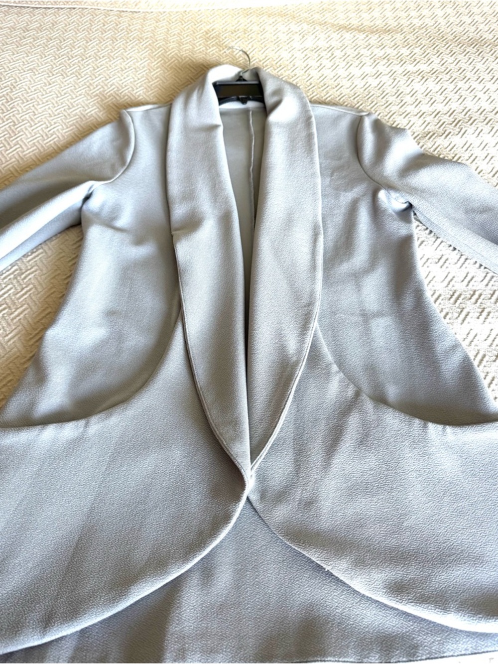 Light Gray Women's Open Front Shawl Collar Jacket by French Mauve - Picture 2 of 5